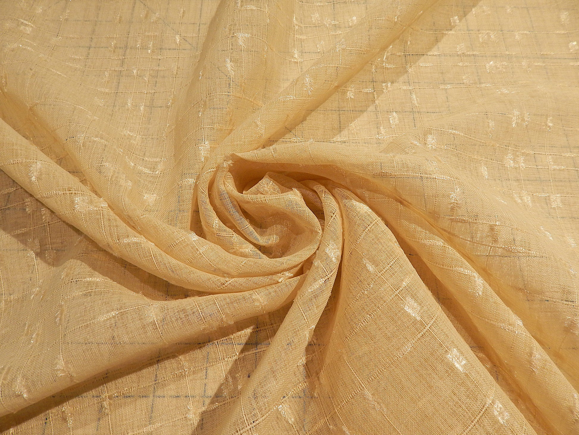 tan polyester slub voile deadstock fabric