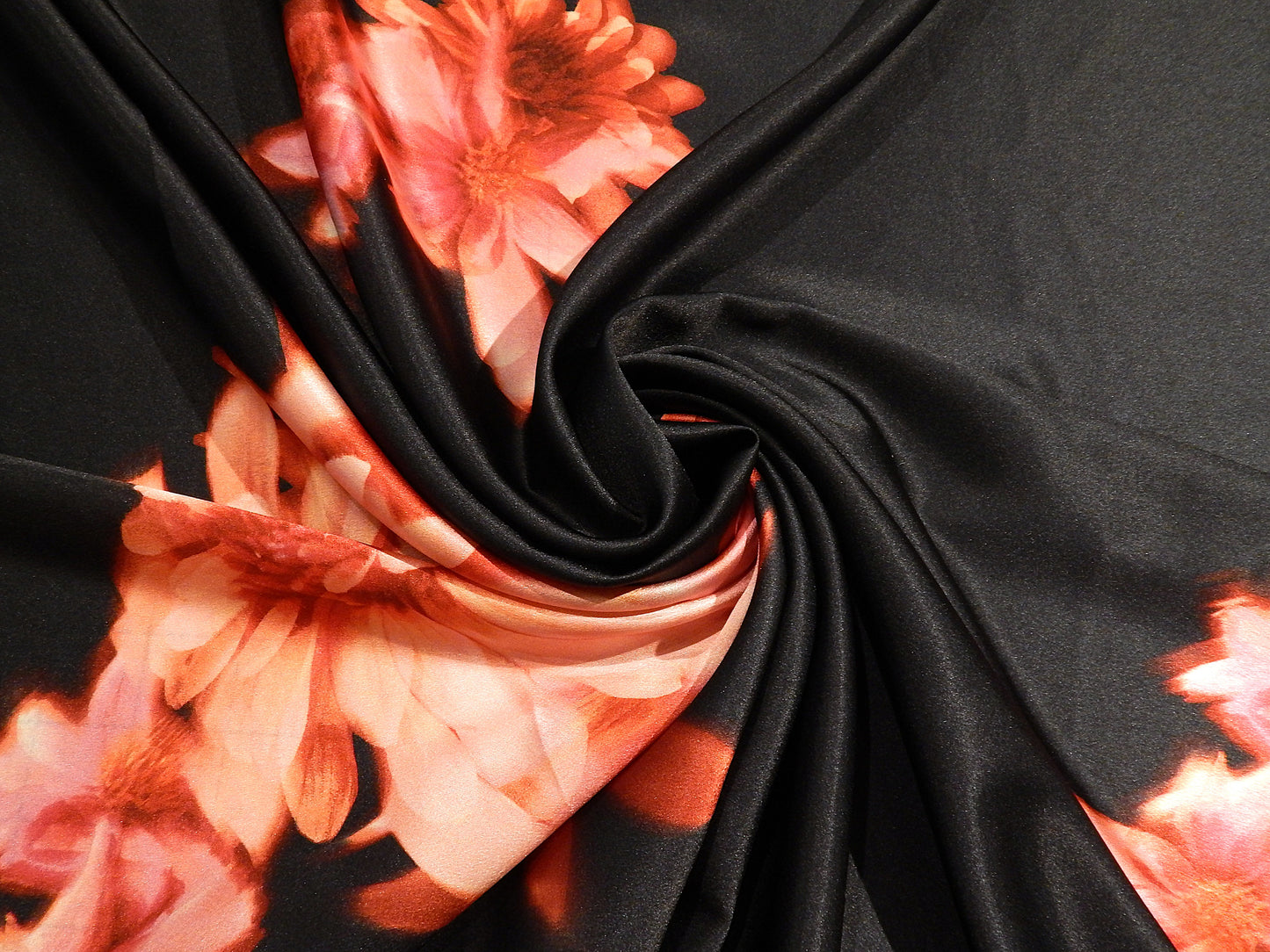 Black and Red Dahlia Charmeuse