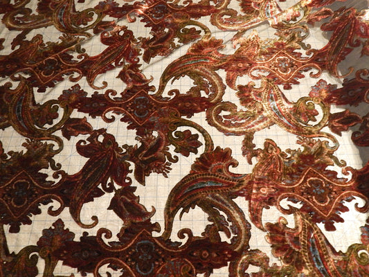 rayon velvet burnout paisley deadstock Persian style deadstock fabric