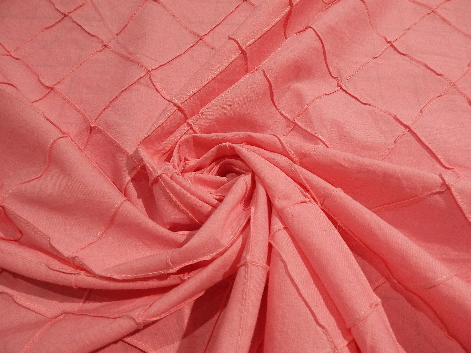 pink pin tucked cotton poplin deadstock fabric