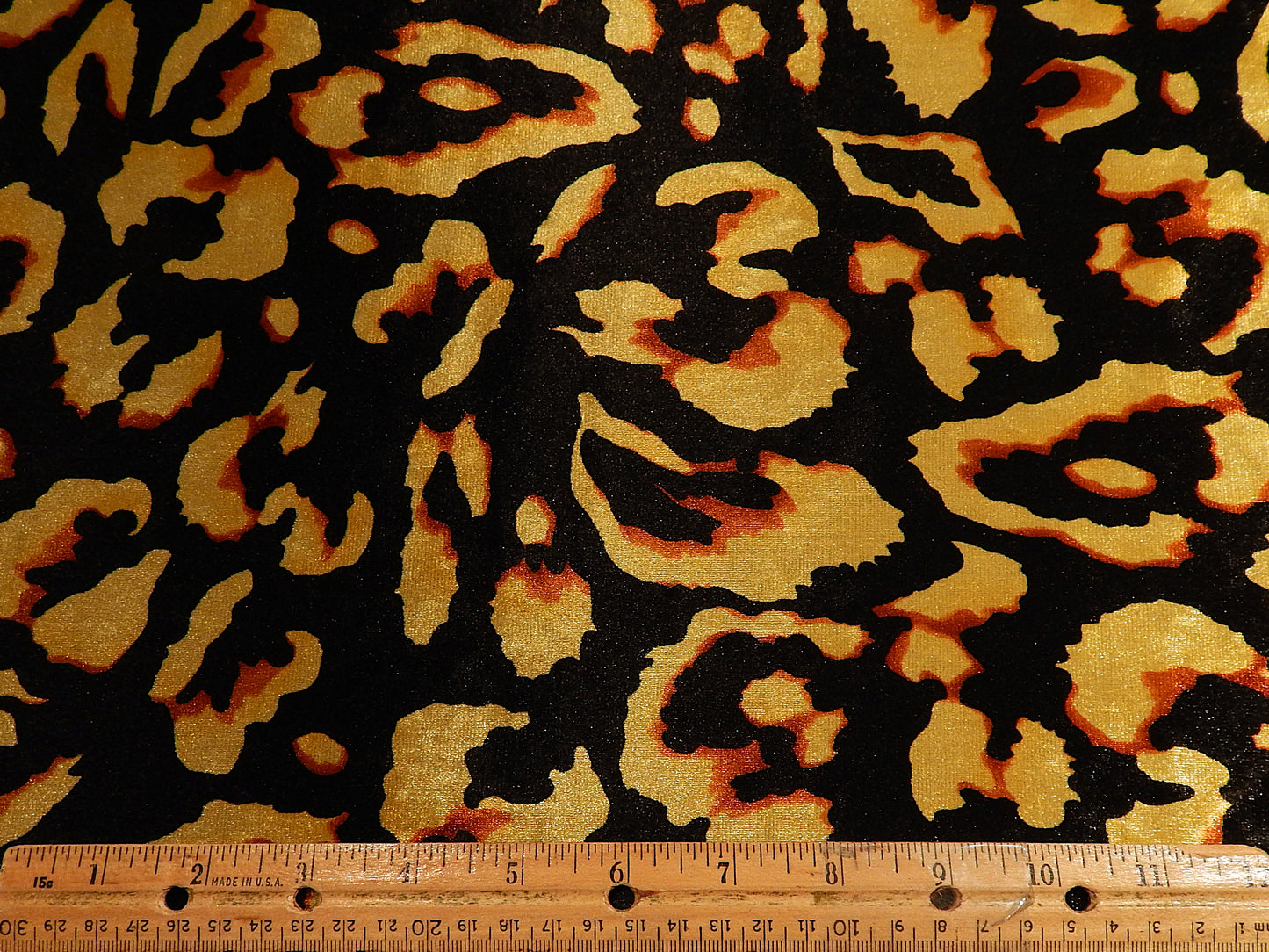 Black and Yellow Cheetah Print Stretch Velvet