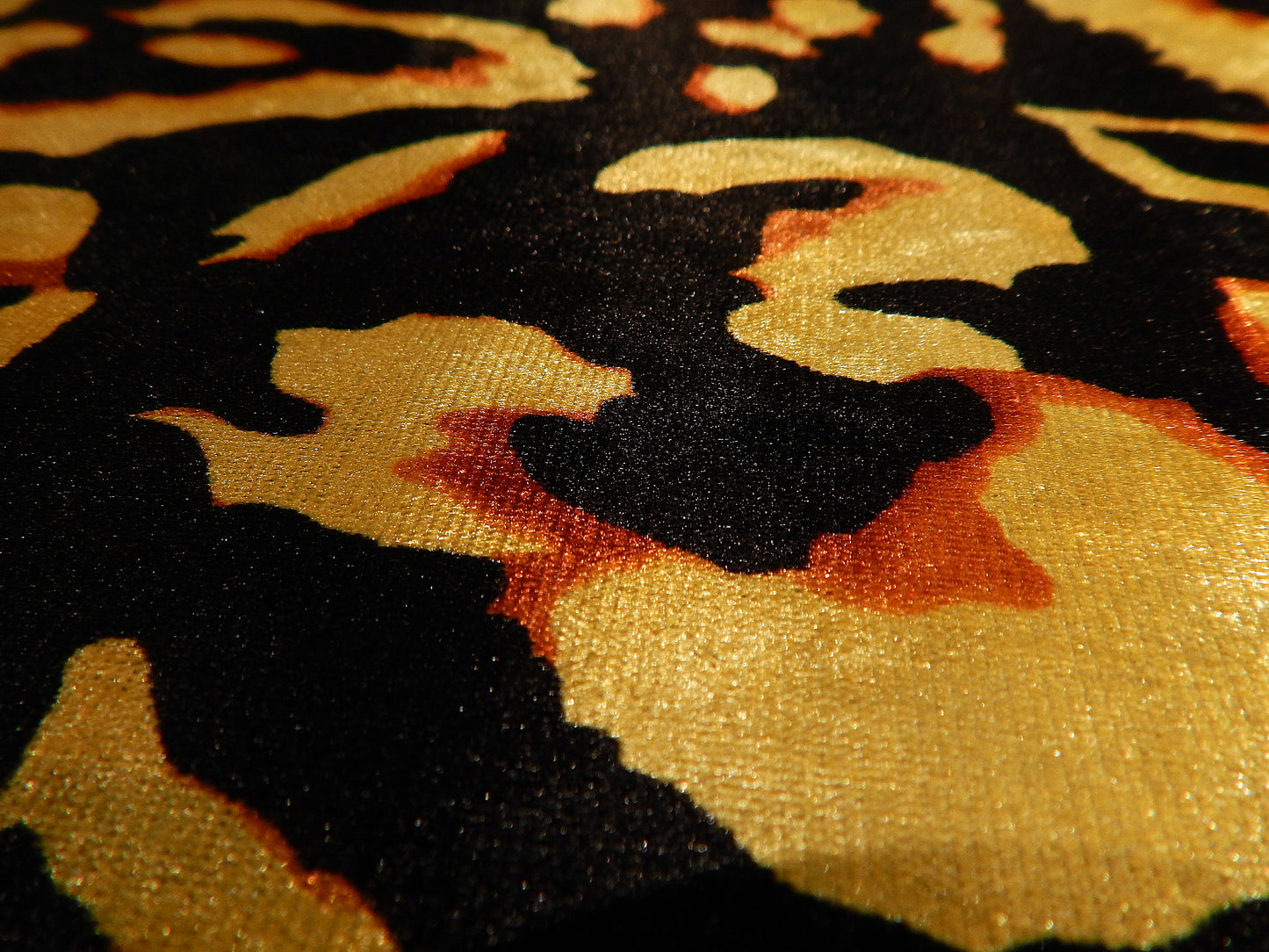 Black and Yellow Cheetah Print Stretch Velvet
