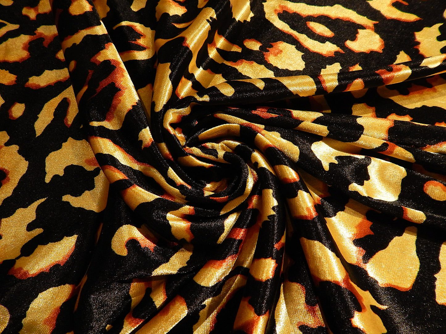 Black and Yellow Cheetah Print Stretch Velvet