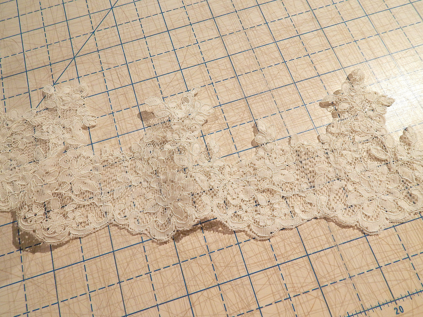 ivory white alencon bridal lace trim for hems and veils by the yard