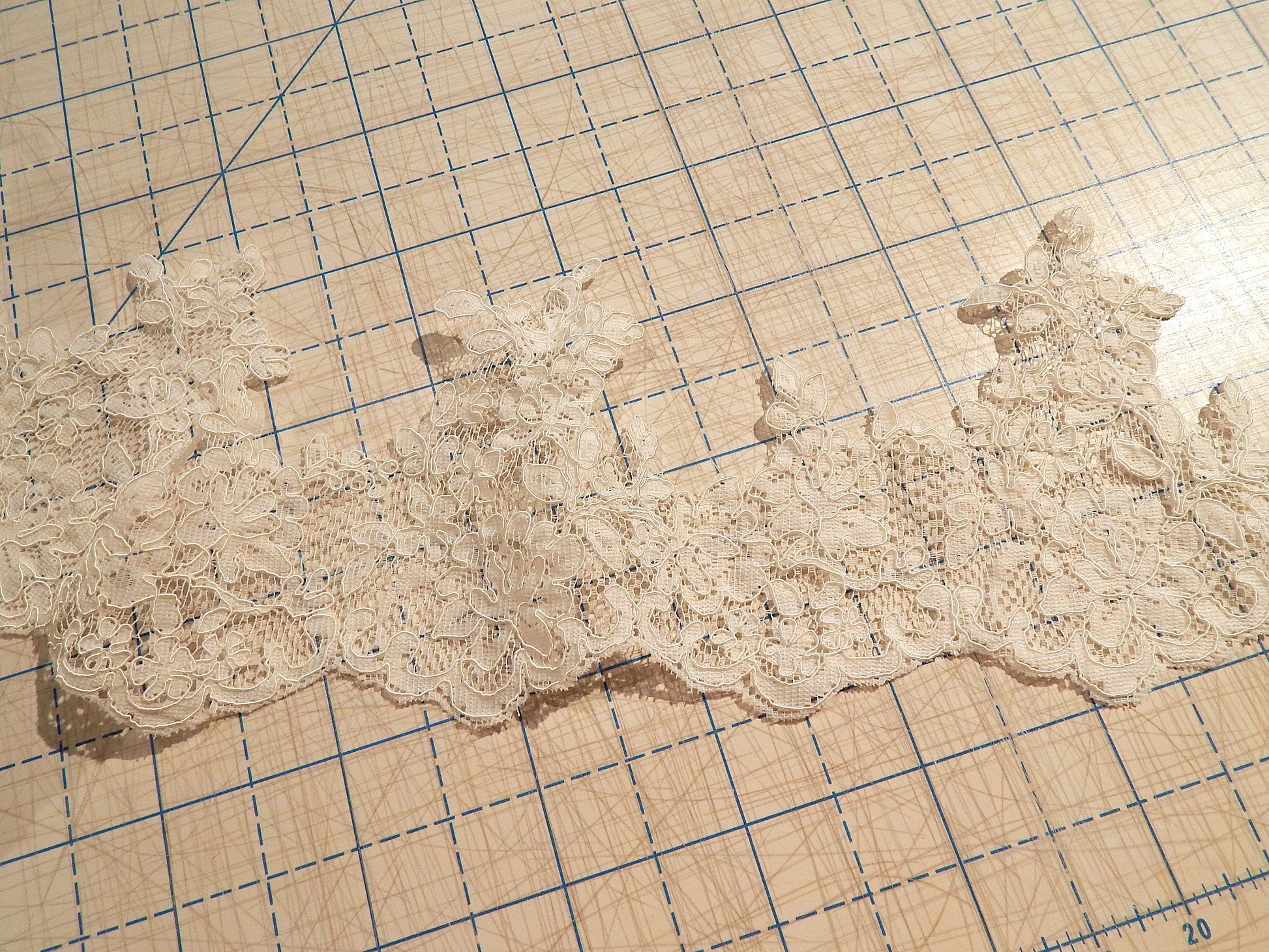 ivory white alencon bridal lace trim for hems and veils by the yard