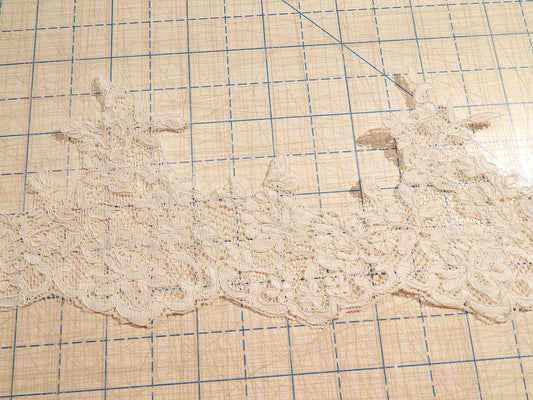 white alencon bridal lace trim for hems and veils by the yard