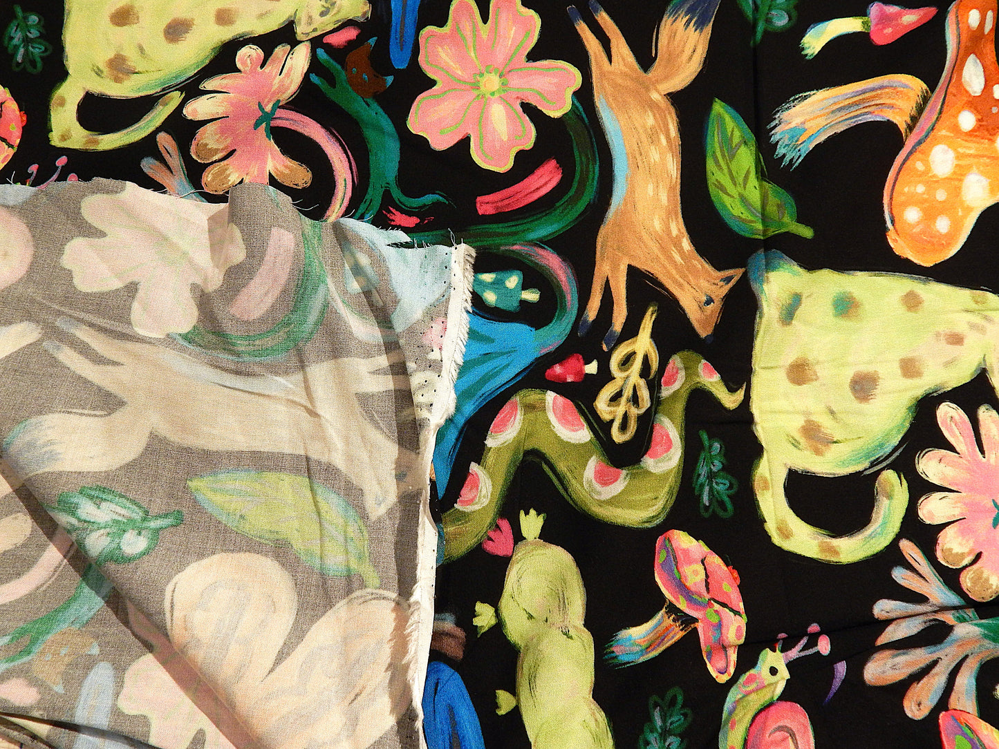 Mushrooms + Critters Pastel Rayon Challis - Telio