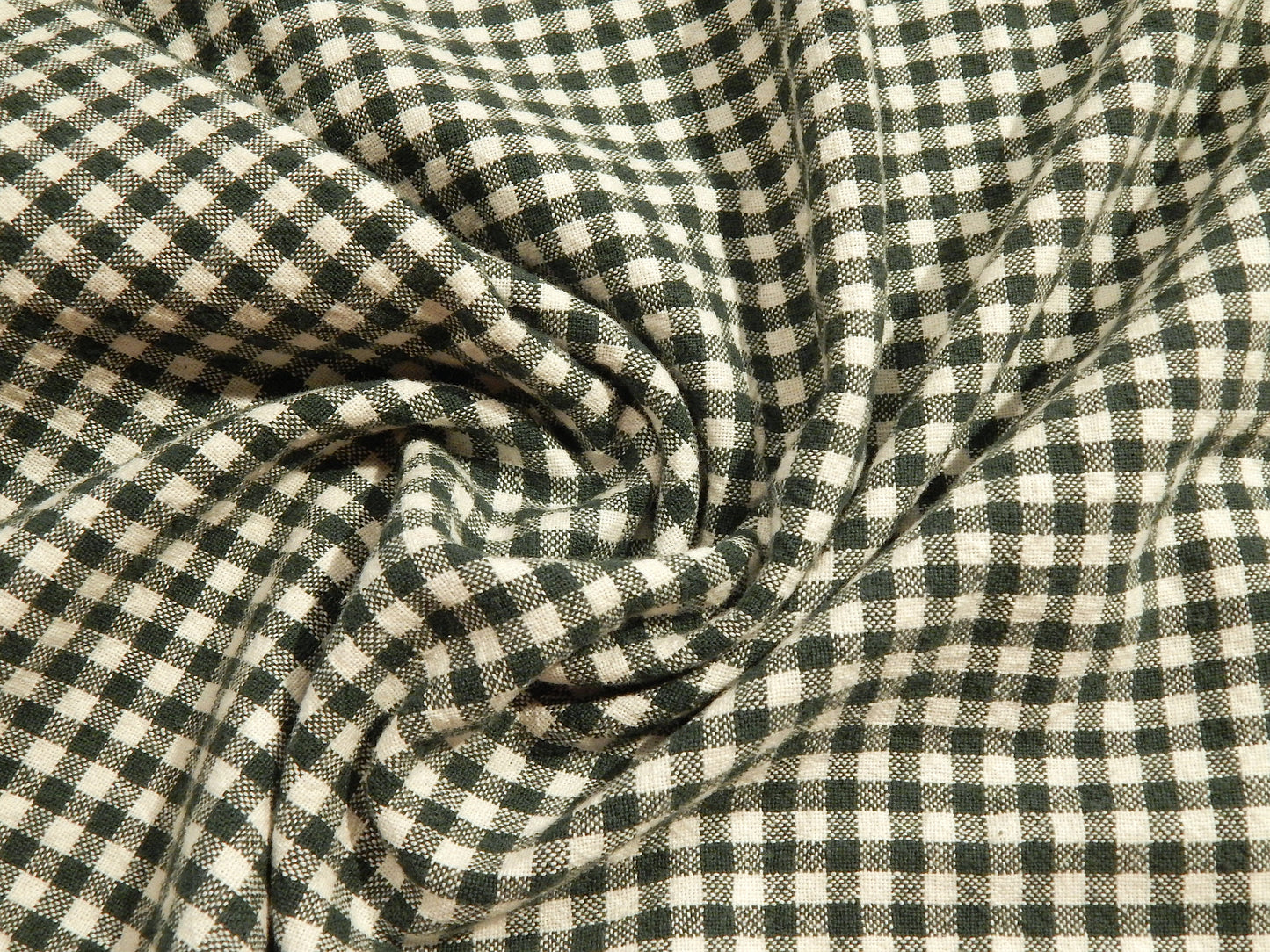 pine green and white 100% organic cotton 1/4" gingham yarn dyed telio fabric