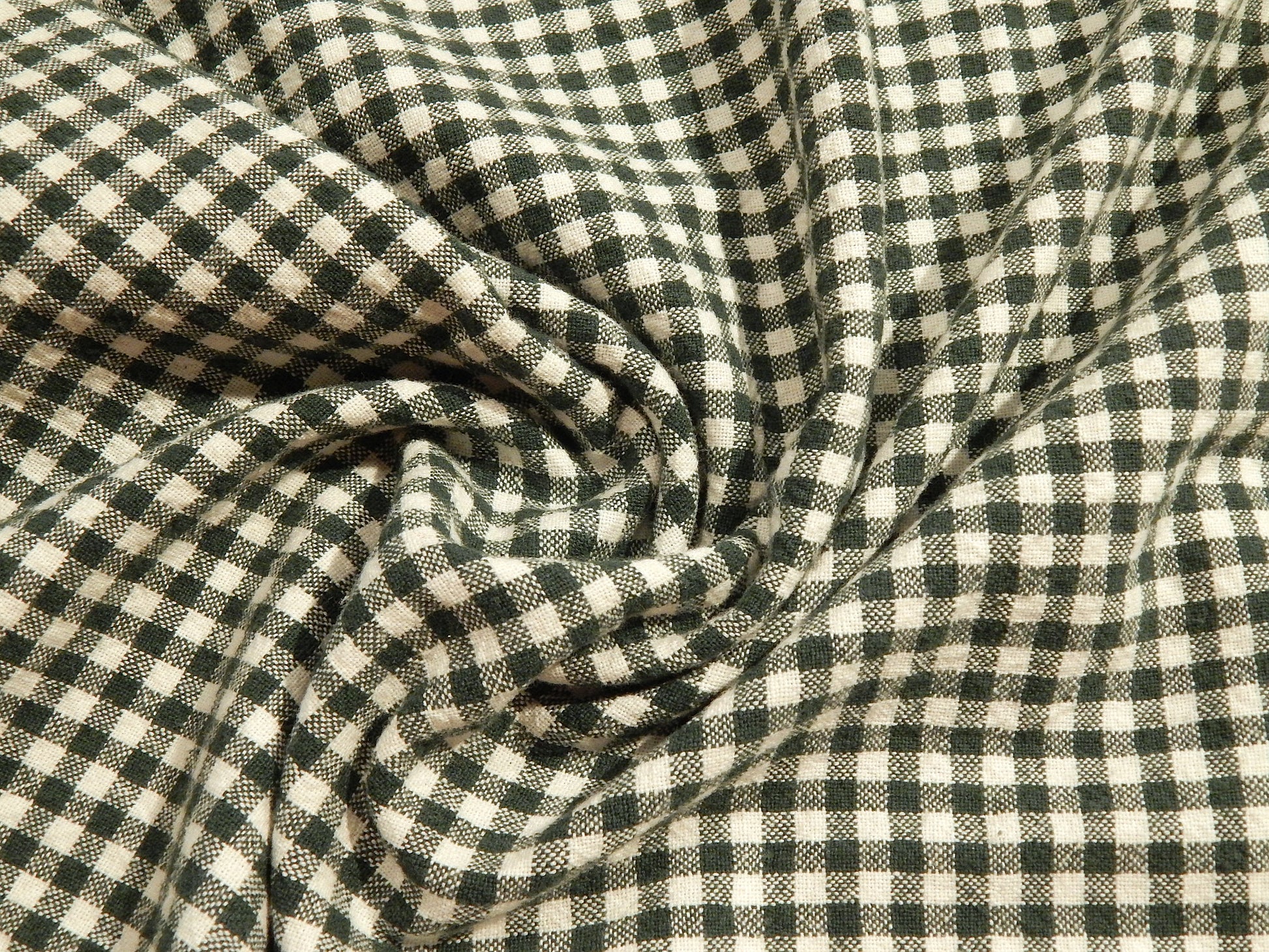 pine green and white 100% organic cotton 1/4" gingham yarn dyed telio fabric