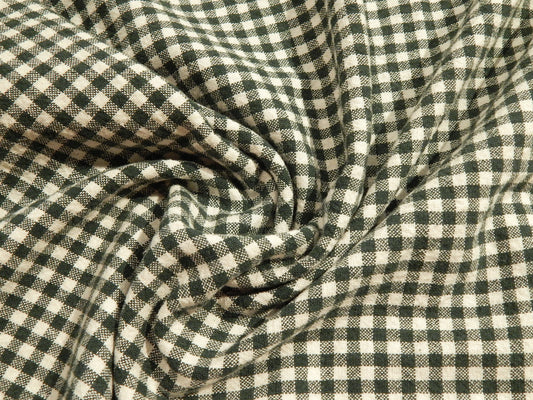 pine green and white 100% organic cotton 1/4" gingham yarn dyed telio fabric