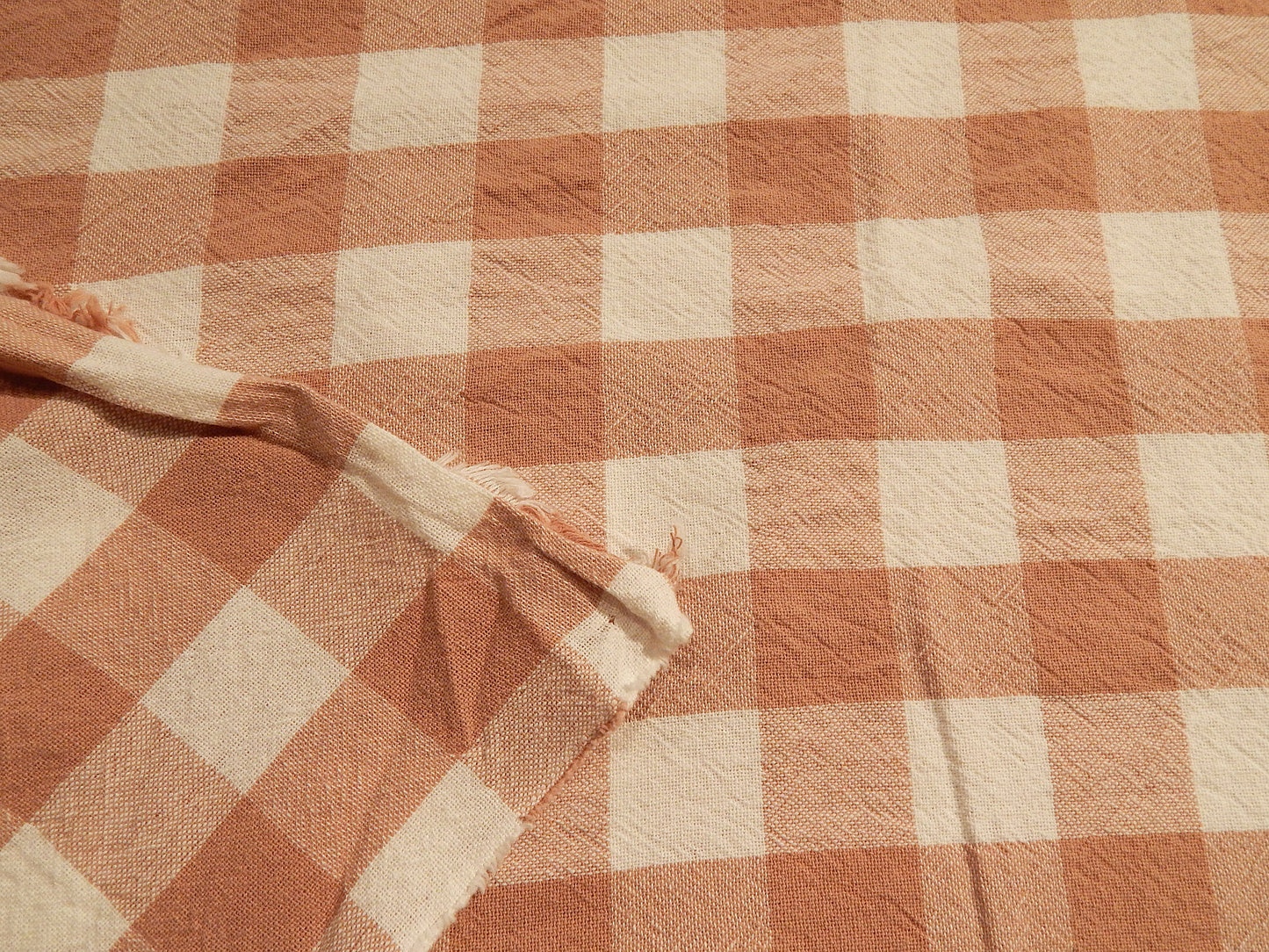 100% Organic Cotton Dusty Pink and Natural 1" Gingham - Telio