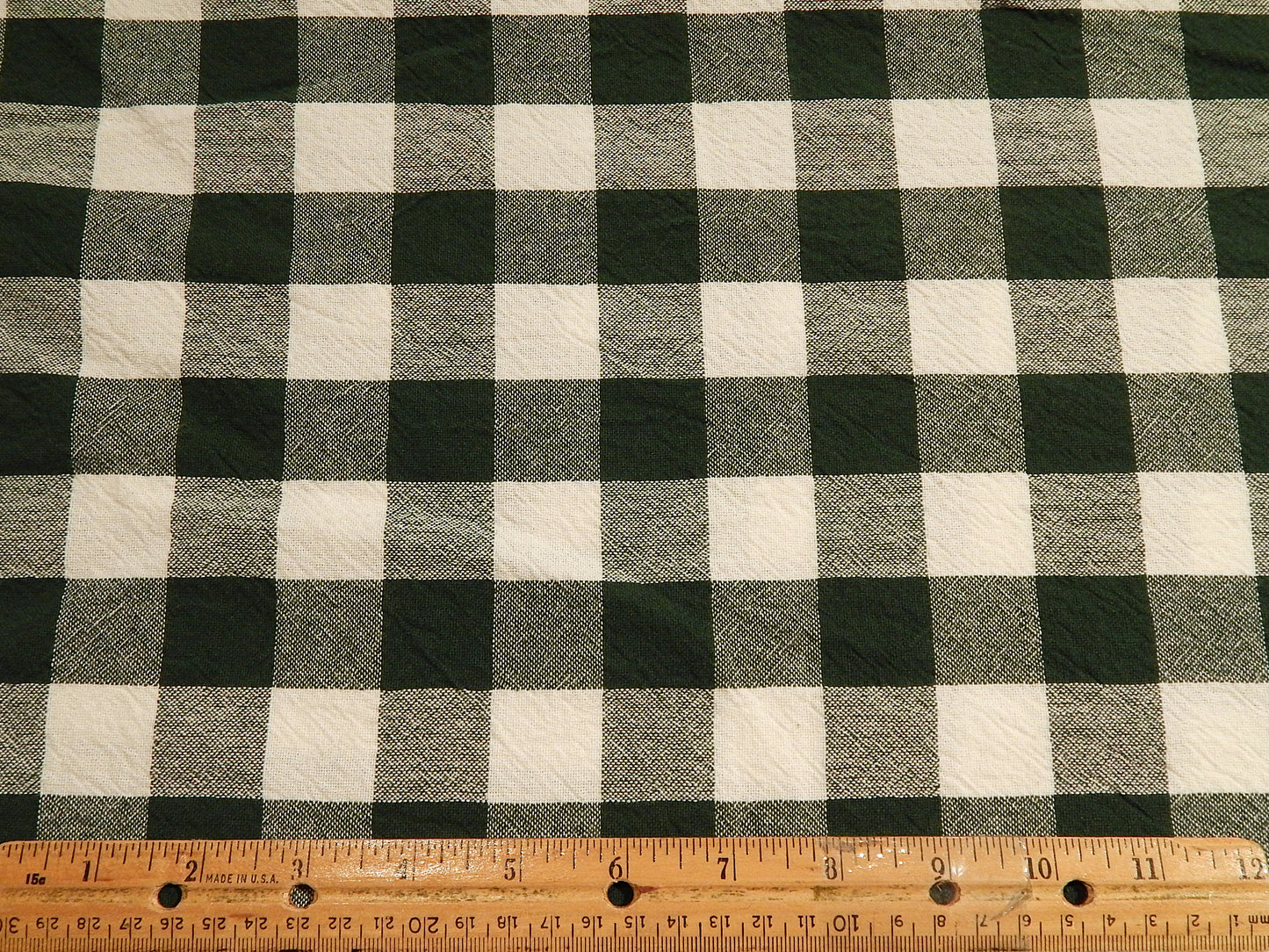100% Organic Cotton Pine Green and Natural 1" Gingham - Telio