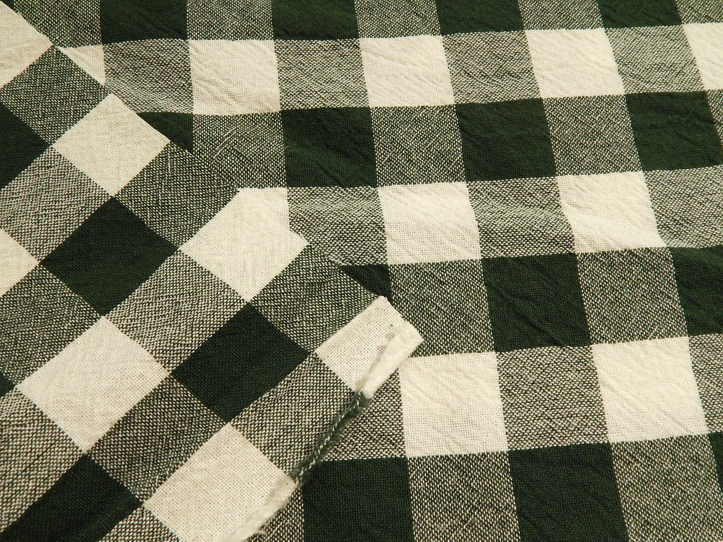 100% Organic Cotton Pine Green and Natural 1" Gingham - Telio