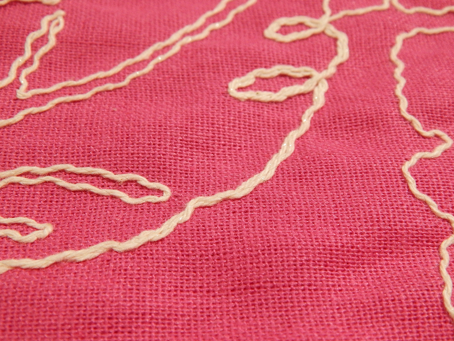 Hot Pink Monstera Leaf Linen/Rayon Blend - Telio