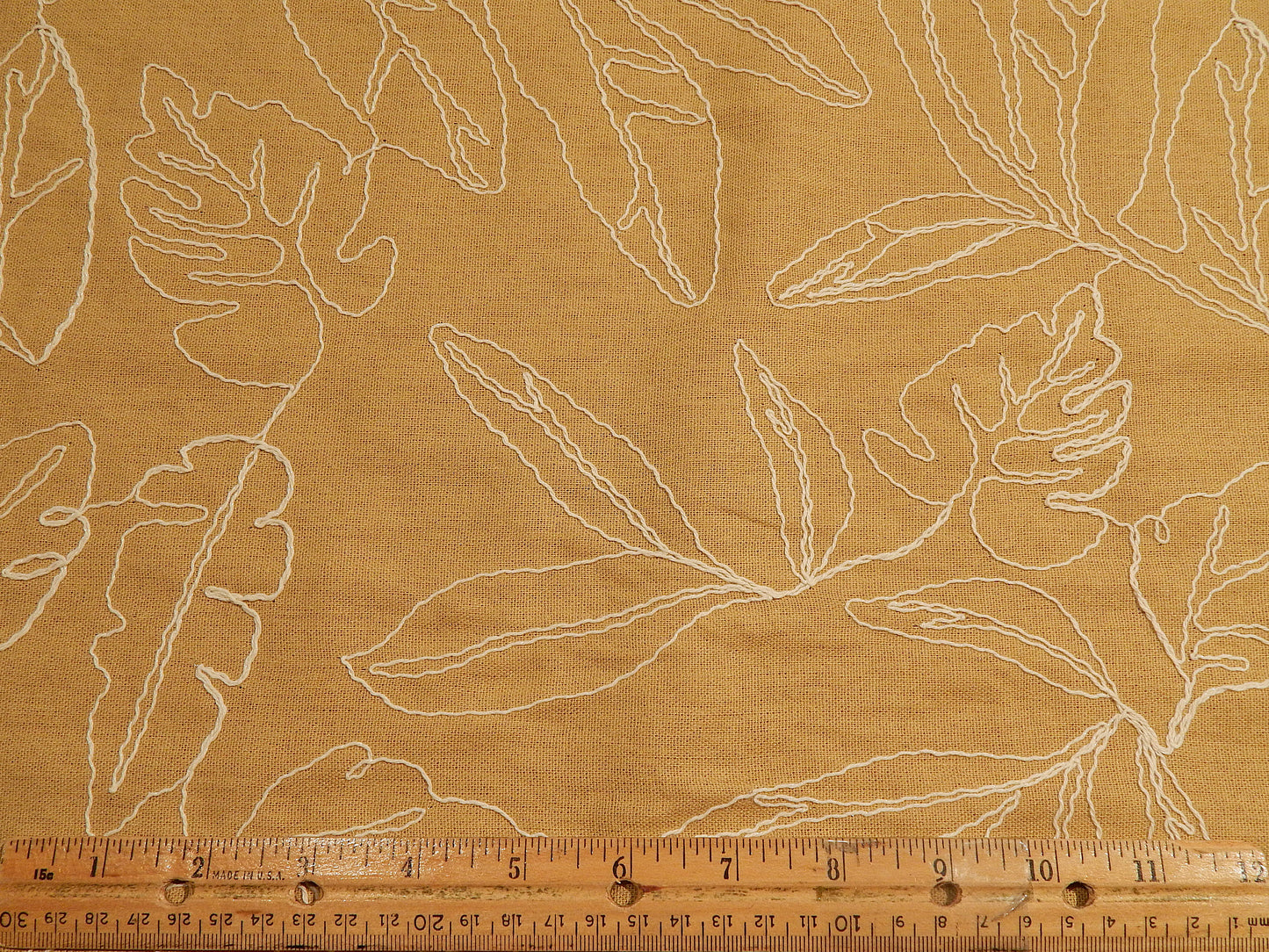 Honey Mustard Monstera Leaf Linen/Rayon Blend - Telio