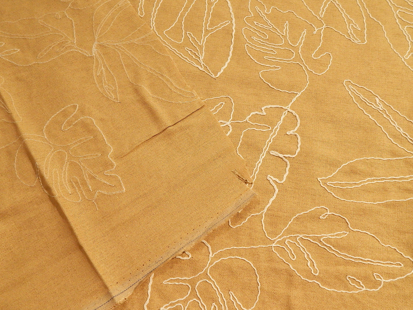 Honey Mustard Monstera Leaf Linen/Rayon Blend - Telio