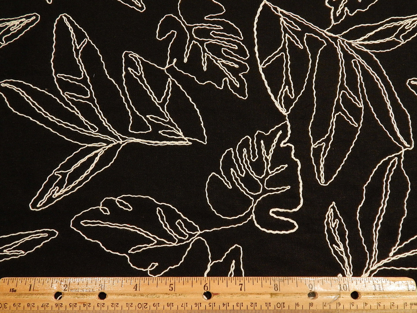 Black Monstera Leaf Linen/Rayon Blend - Telio