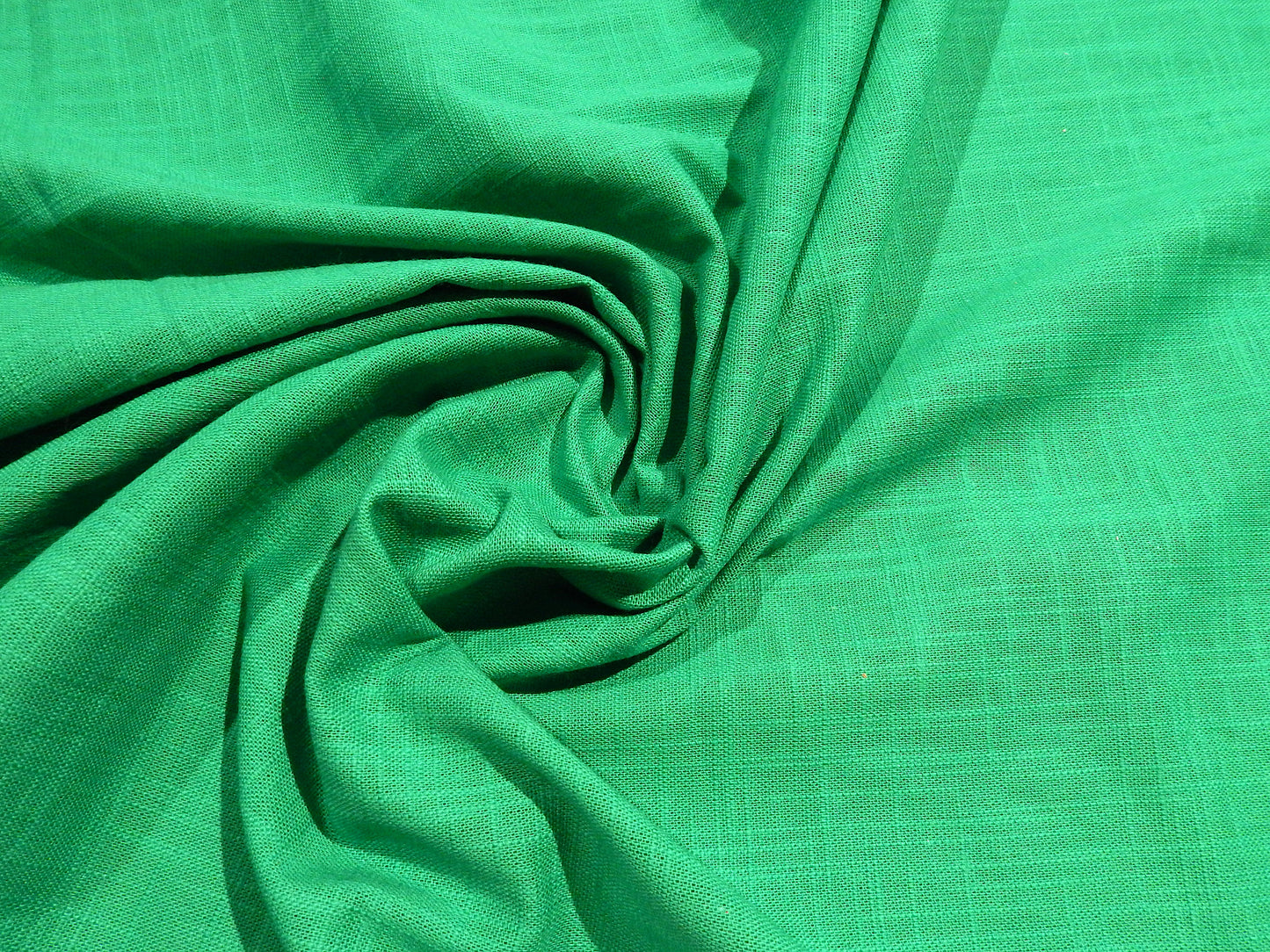 kelly green solid deadstock linen fabric