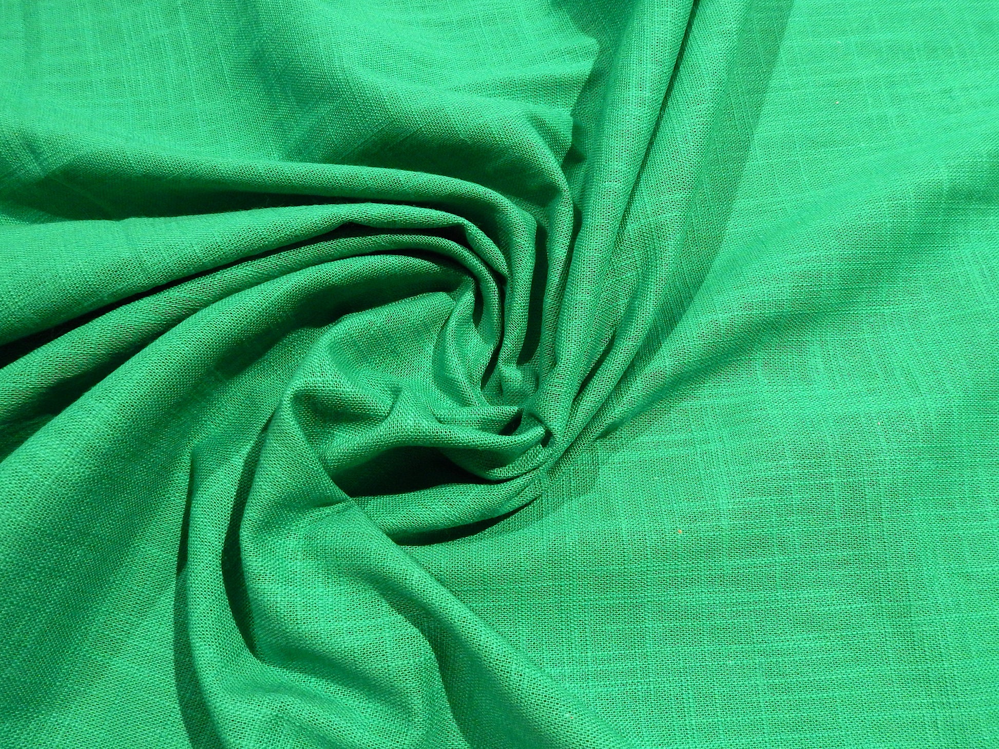 kelly green solid deadstock linen fabric