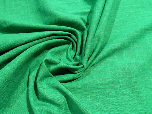 kelly green solid deadstock linen fabric