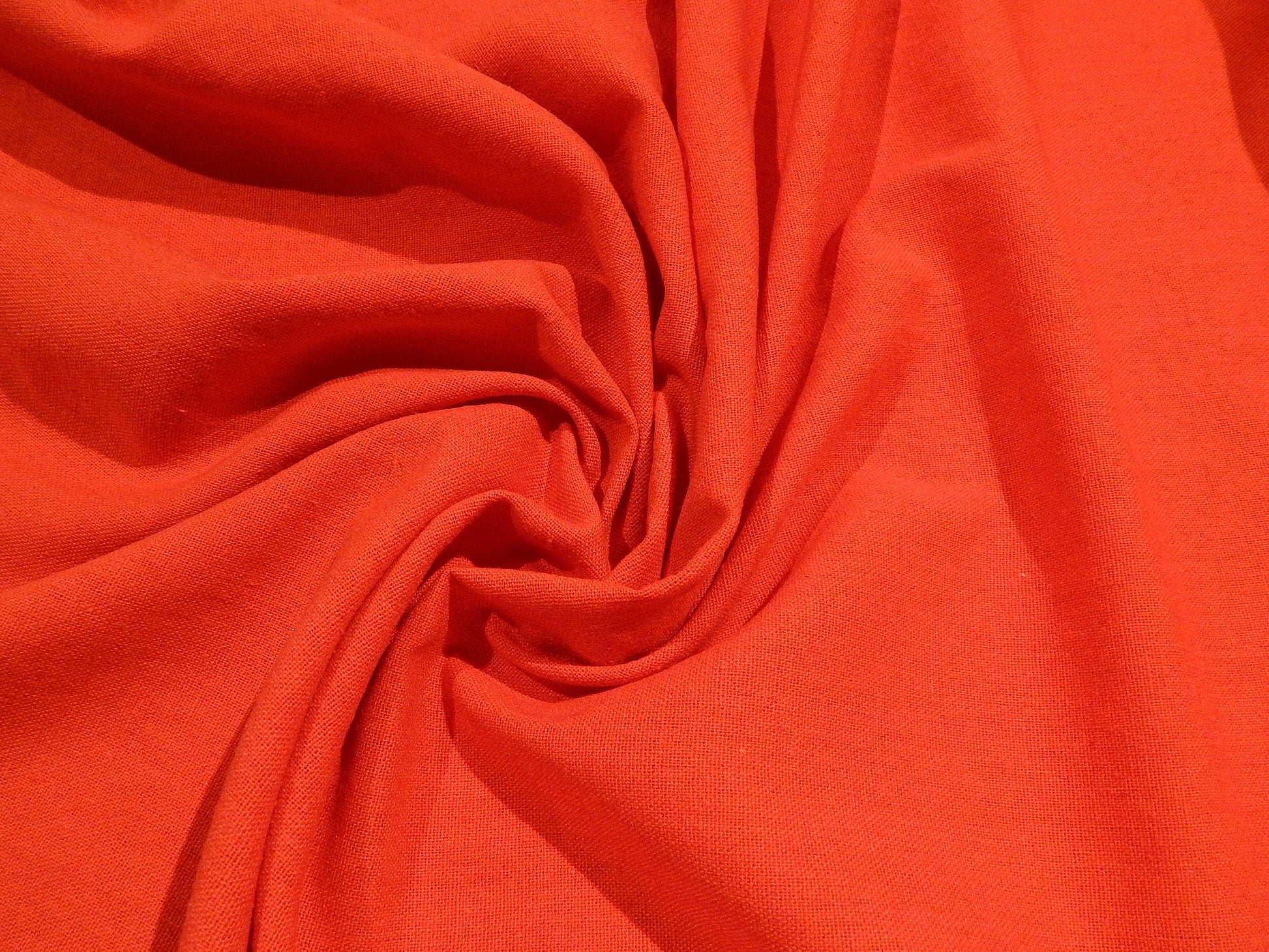 tomato red scarlet orange deadstock linen fabric
