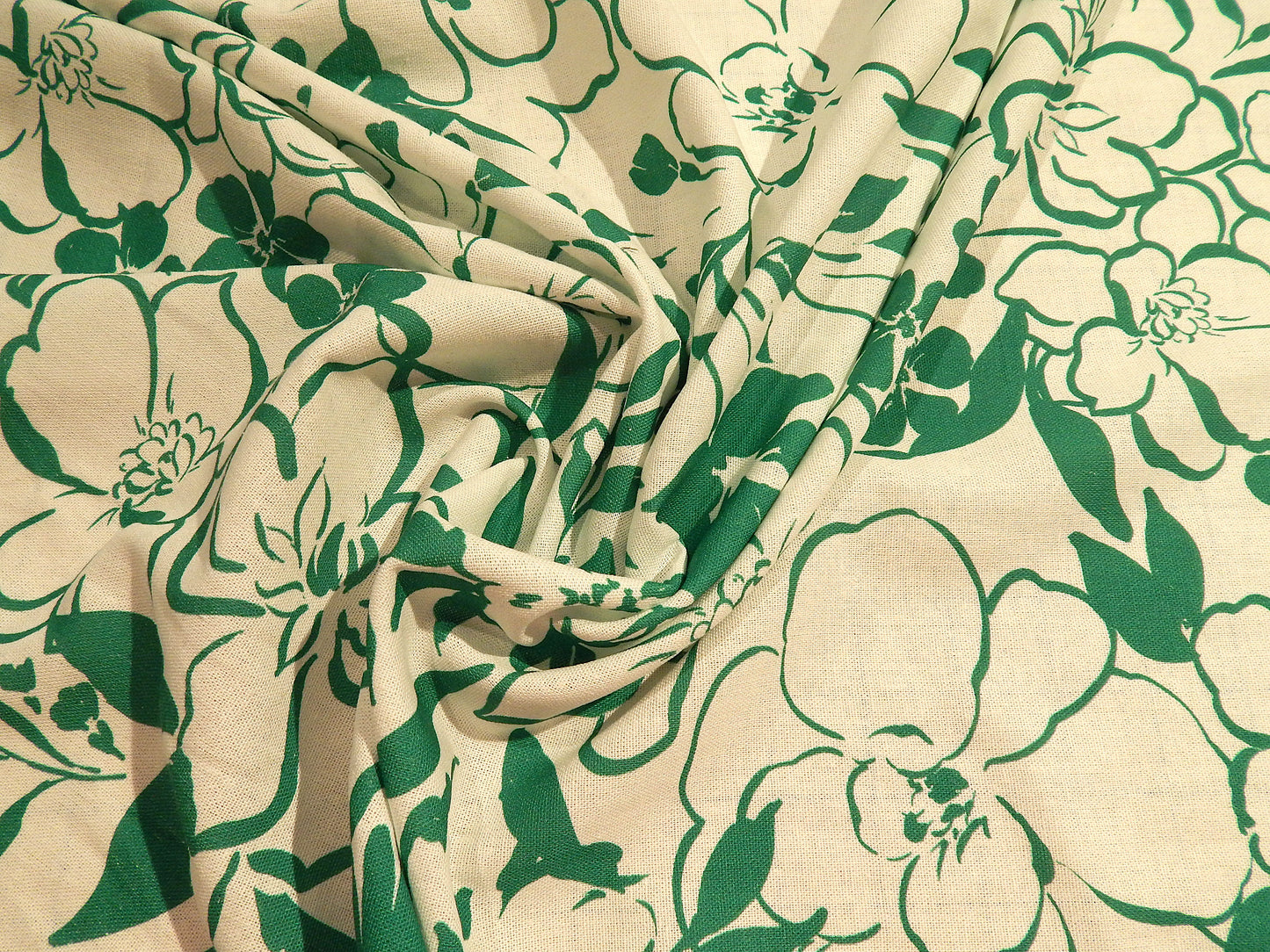 Kelly Green Floral Linen