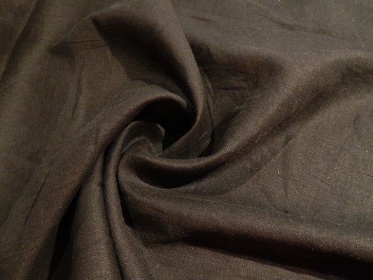 solid black pre interfaced linen with synthetic back already ironed on deadstock fabric