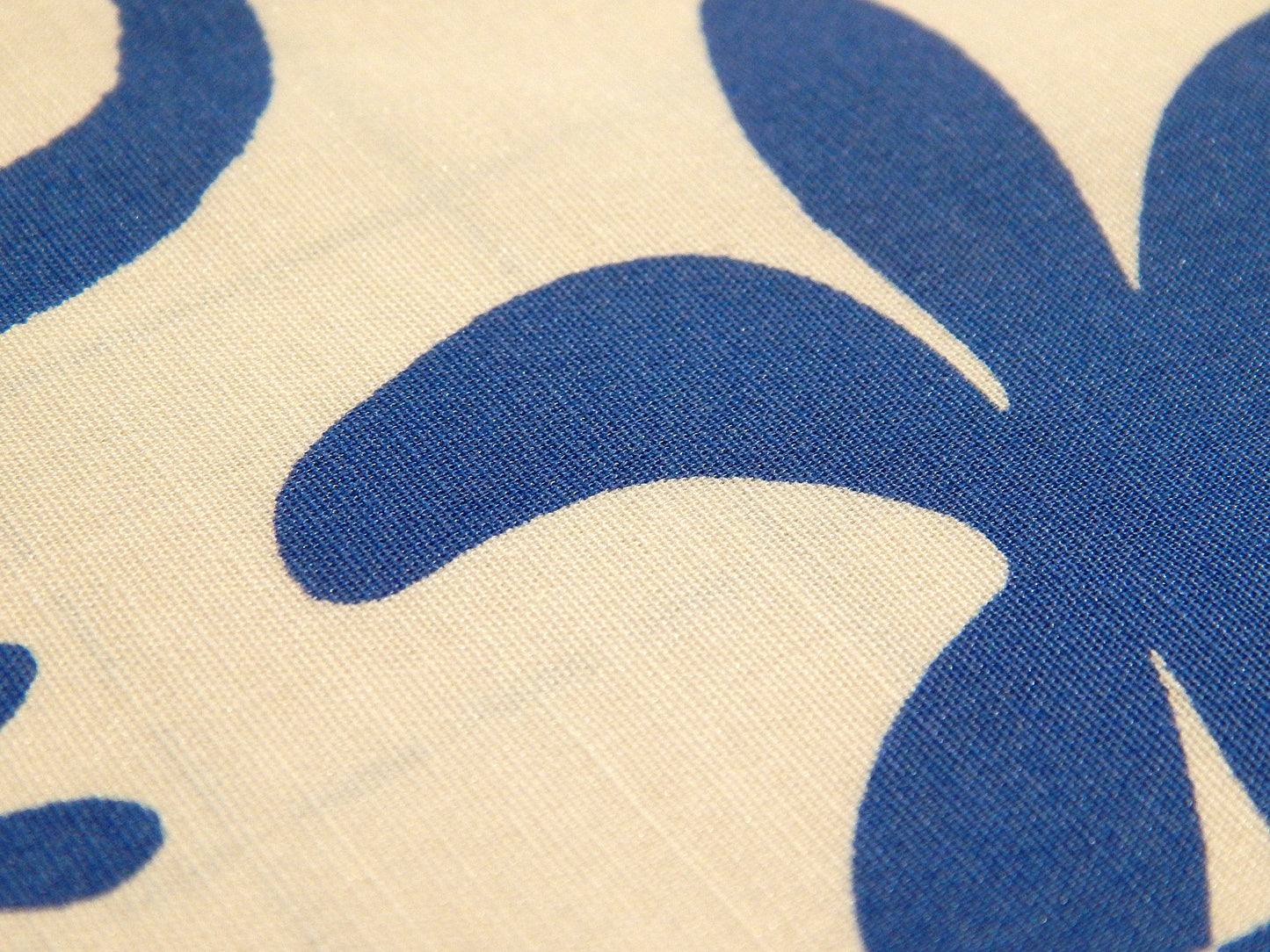 Blue and White Mod Hawaiian Floral Stretch Cotton