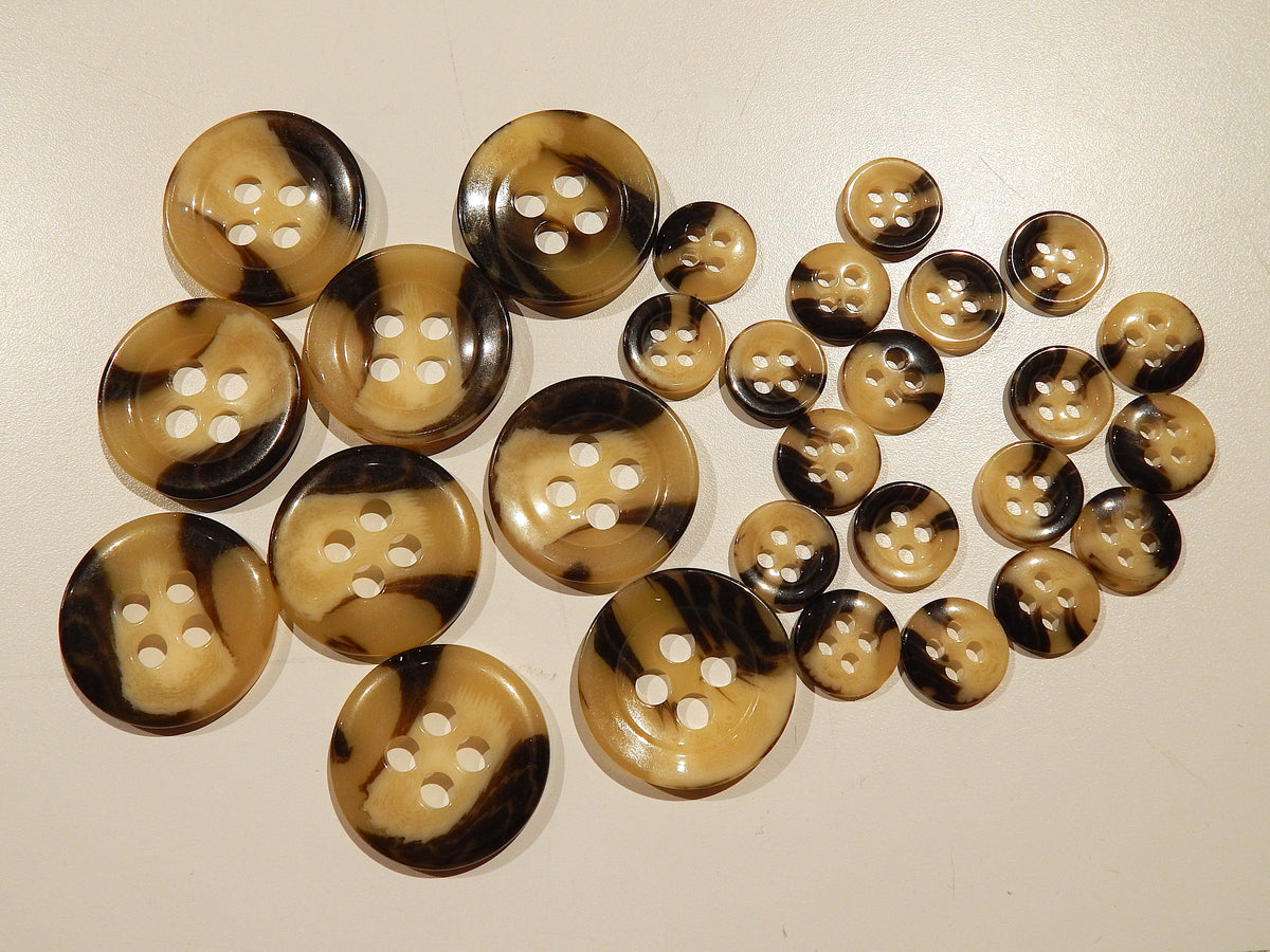 black white tan caramel milky cow coating buttons in multiple sizes