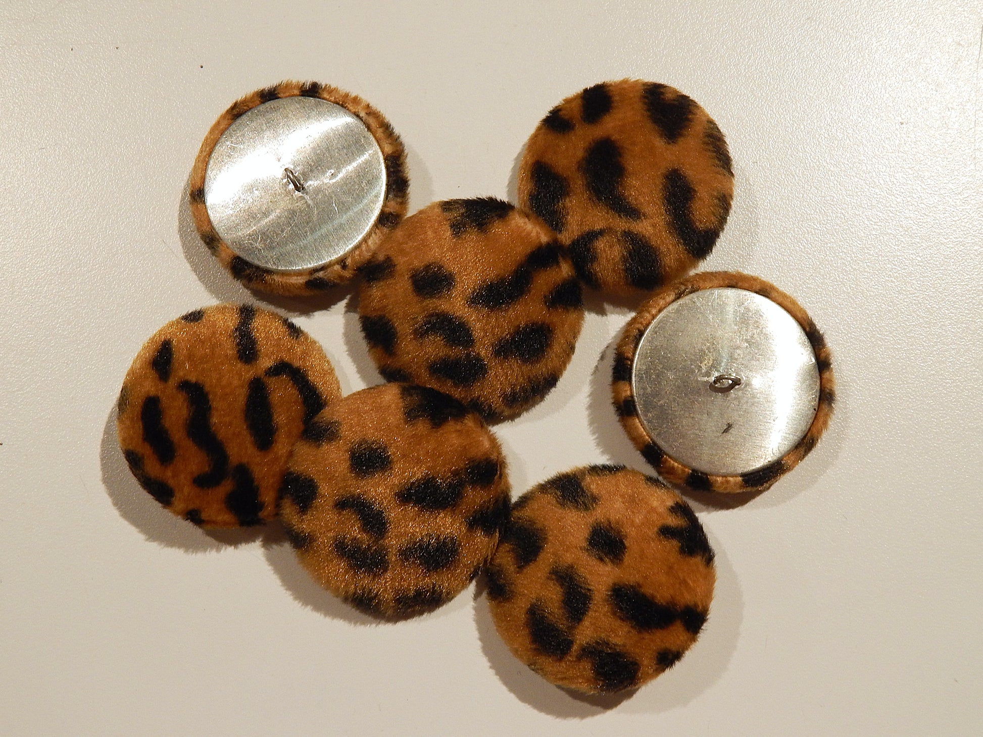 cheetah fur covered buttons shank caramel and black leopard buttons