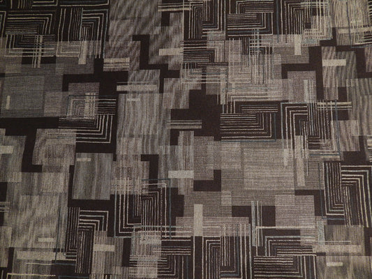 black n blue abstract grid square print ponte de roma fabric telio