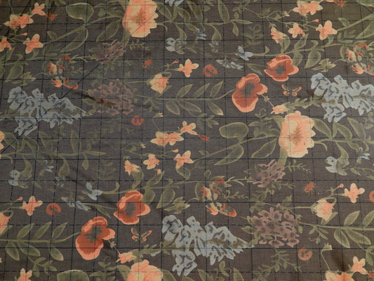 black floral flower powermesh polyester spandex knit stretch fabric telio