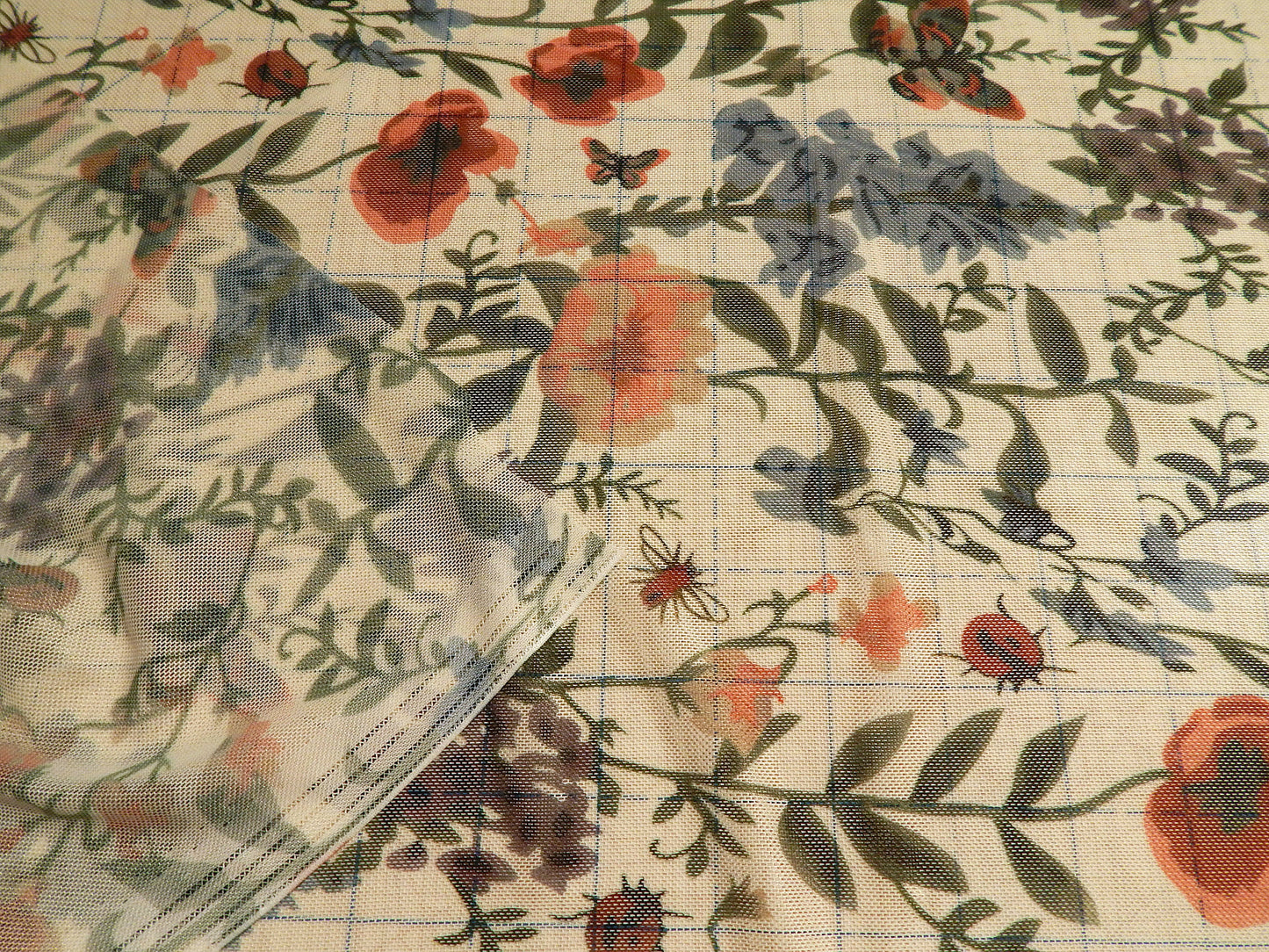 White and Floral Print Powermesh - Telio