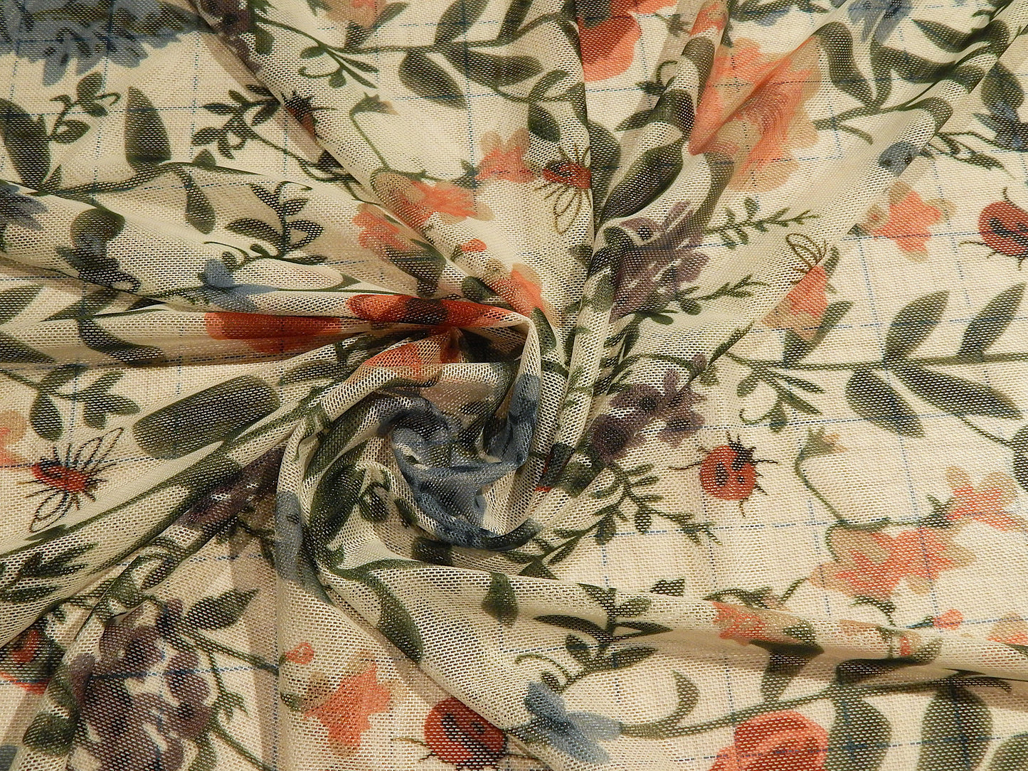 White and Floral Print Powermesh - Telio