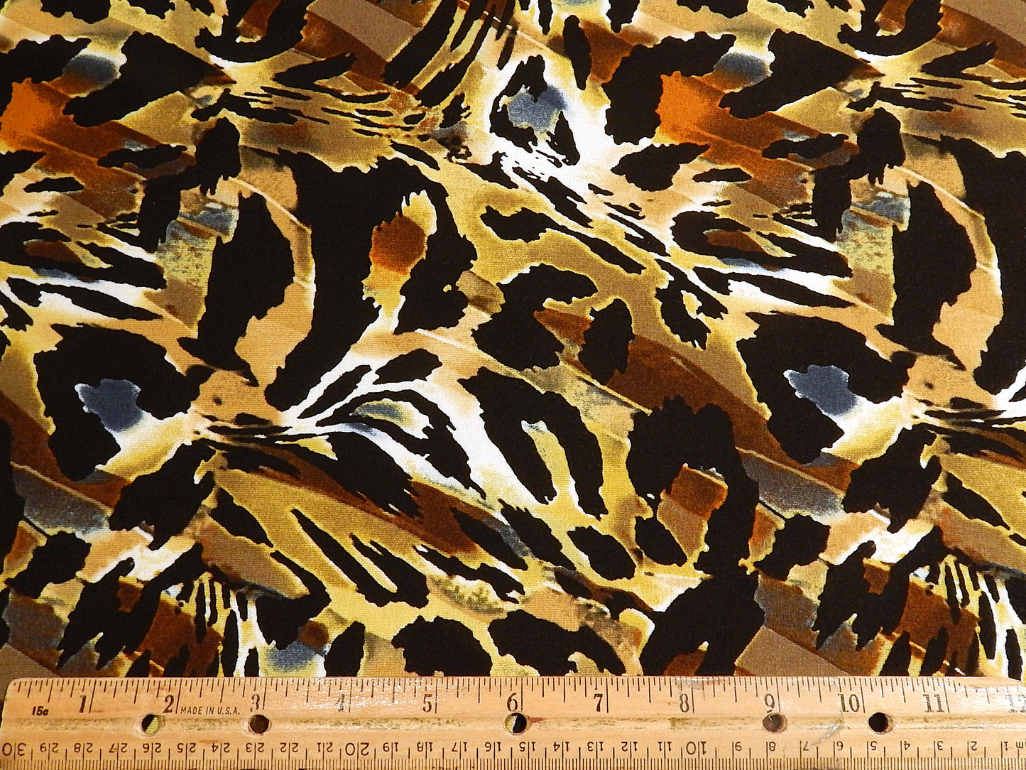 Multicolor Mustard and Black Abstract Cheetah Jersey Knit - Telio