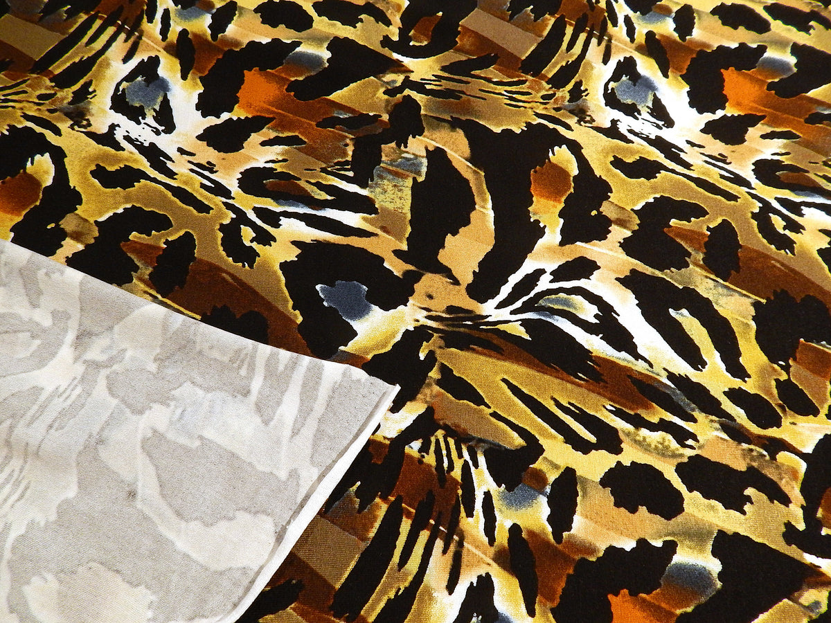Multicolor Mustard and Black Abstract Cheetah Jersey Knit - Telio