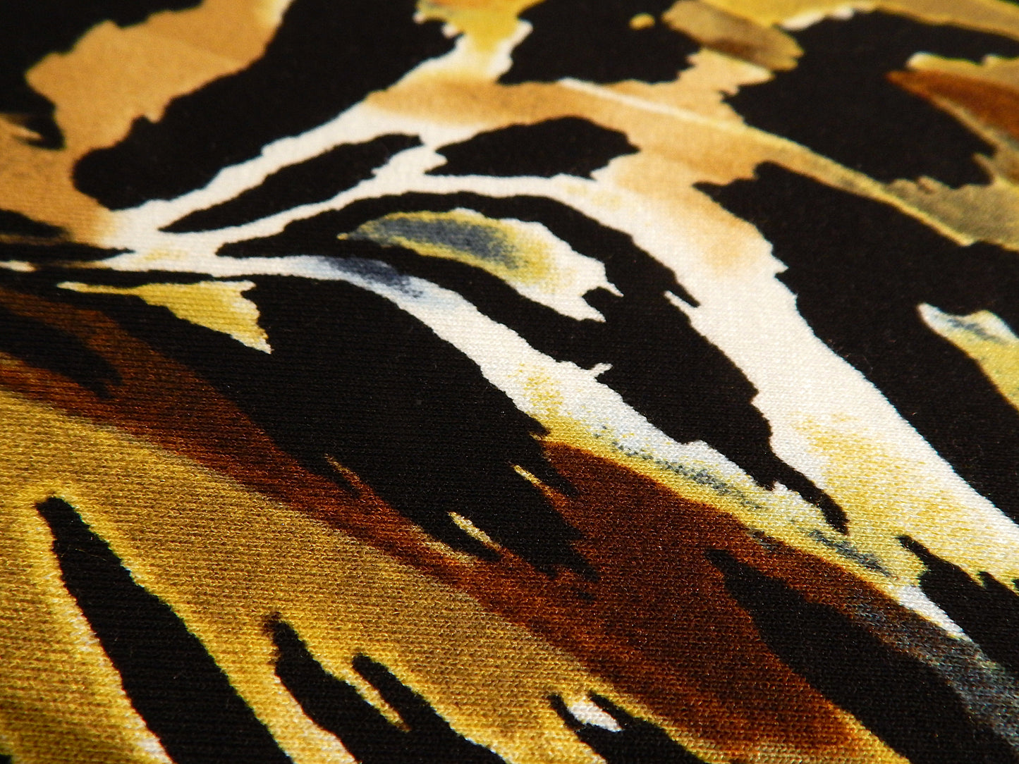 Multicolor Mustard and Black Abstract Cheetah Jersey Knit - Telio