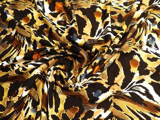 Multicolor Mustard and Black Abstract Cheetah Jersey Knit - Telio