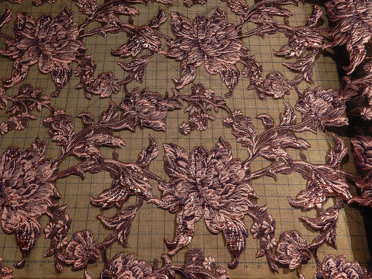 purple pink and black brocade organza deadstock formal fabric
