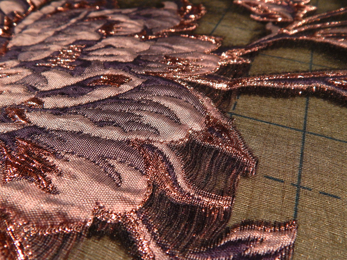 Purple & Pink Brocade Organza