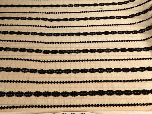 black and white powermesh embroidered stripe mesh chiffon deadstock fabric