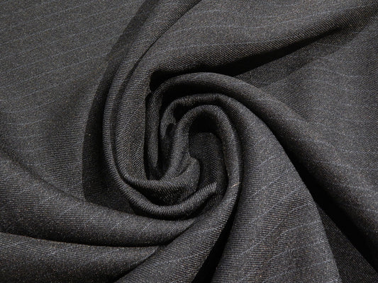 navy on navy pinstripe polyester suiting deadstock fabric