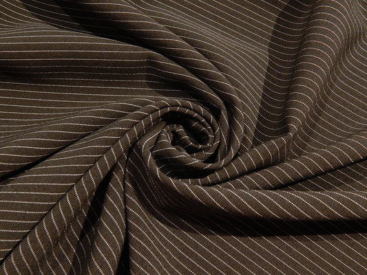 black and white polyester rayon blend pinstripe deadstock suiting fabric