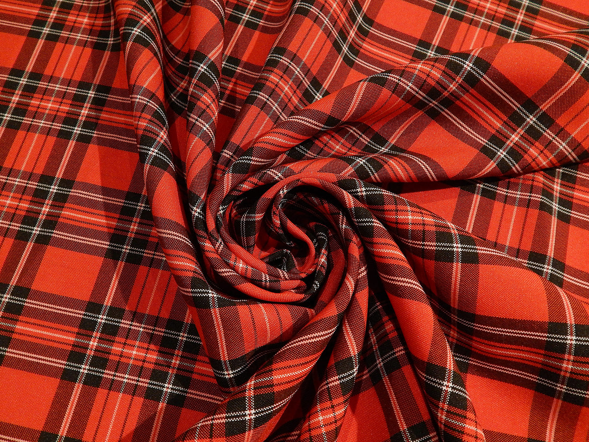 red black and white christmas plaid red tartan polyester suiting fabric yarn dyed