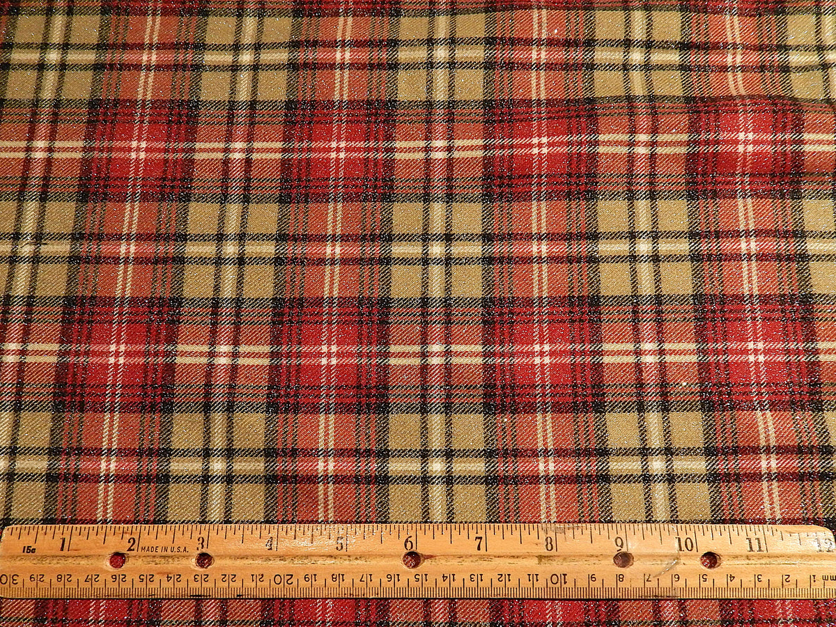 Glittered Red and Taupe Plaid