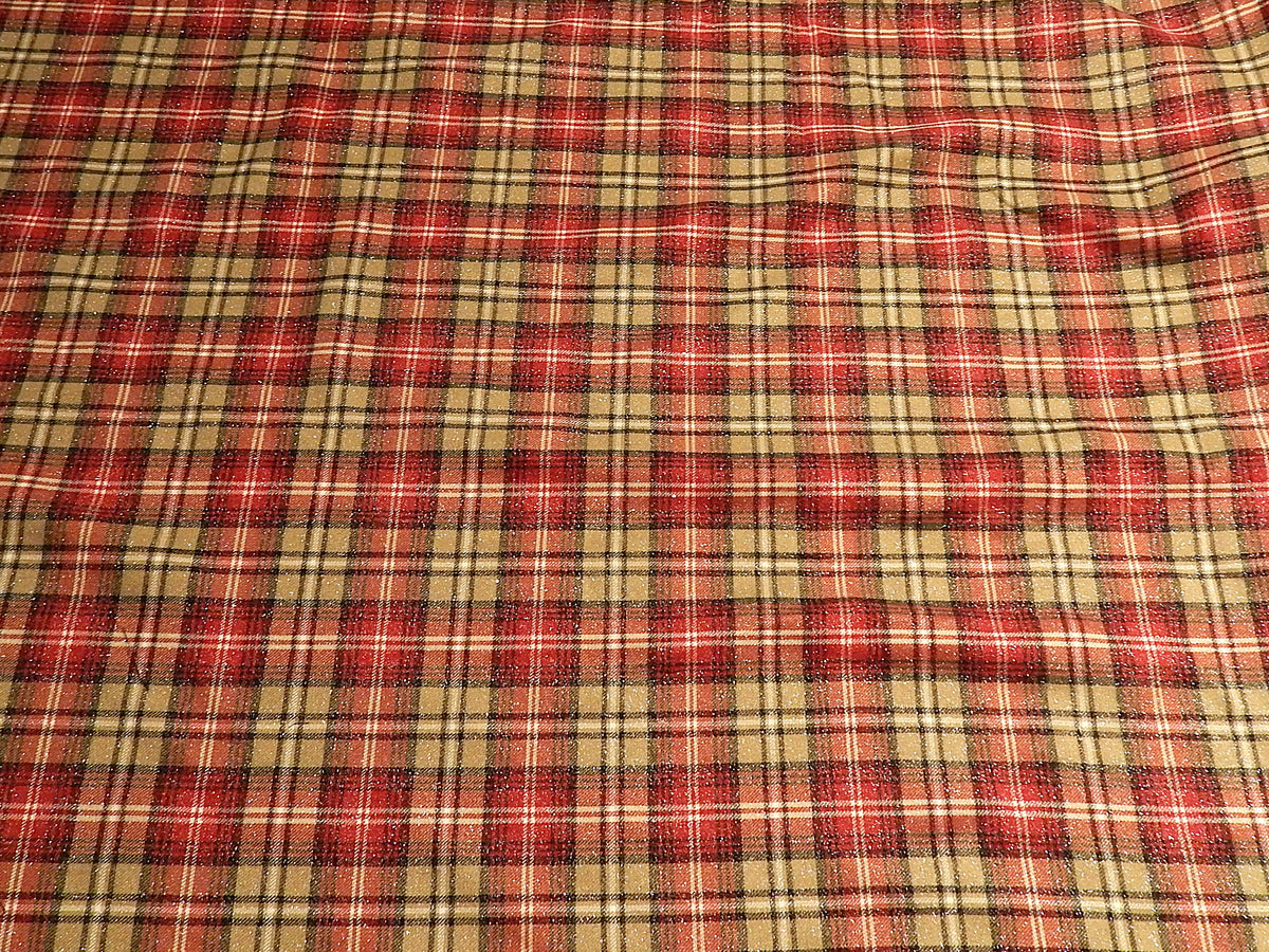 Glittered Red and Taupe Plaid