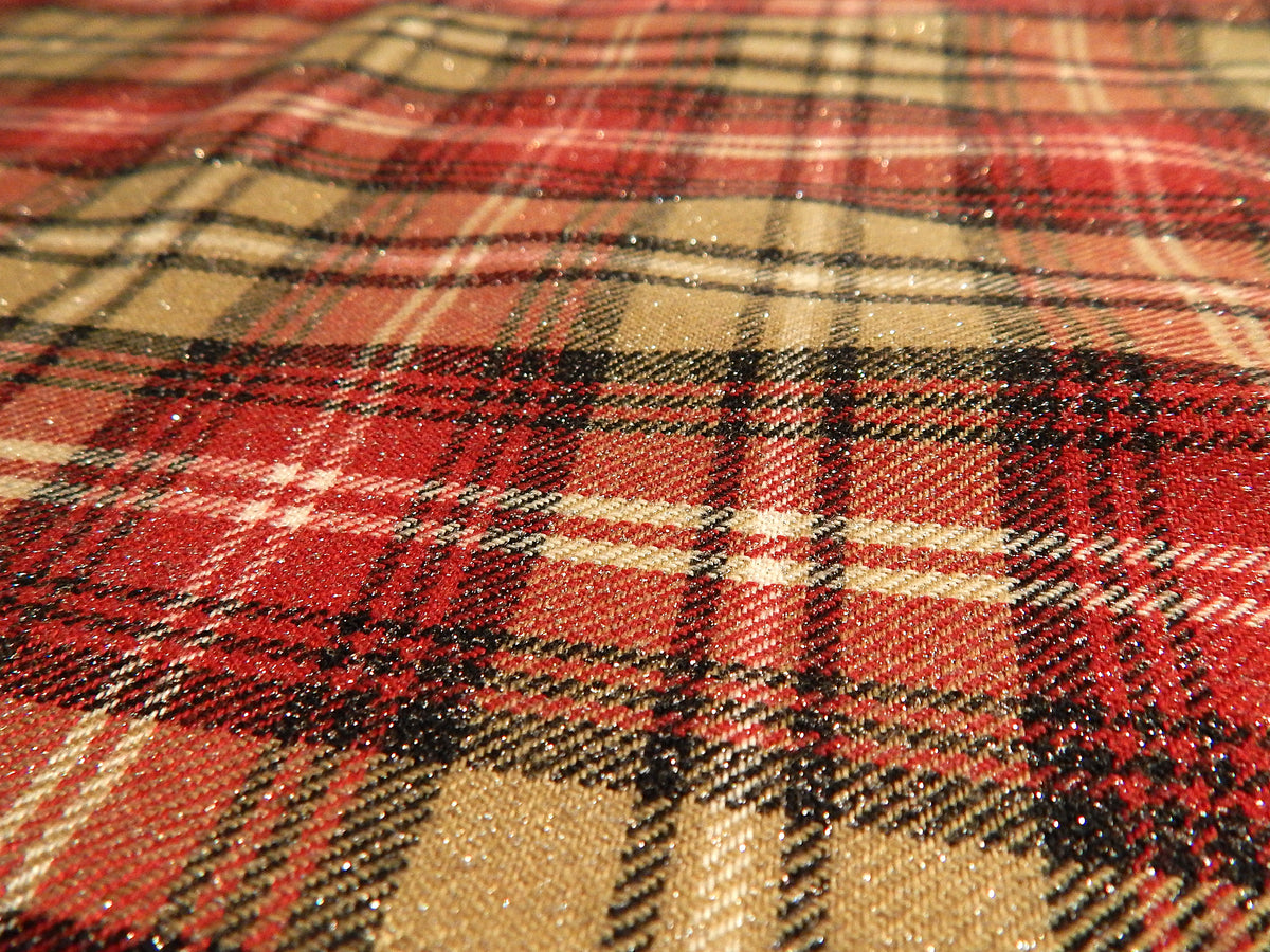Glittered Red and Taupe Plaid