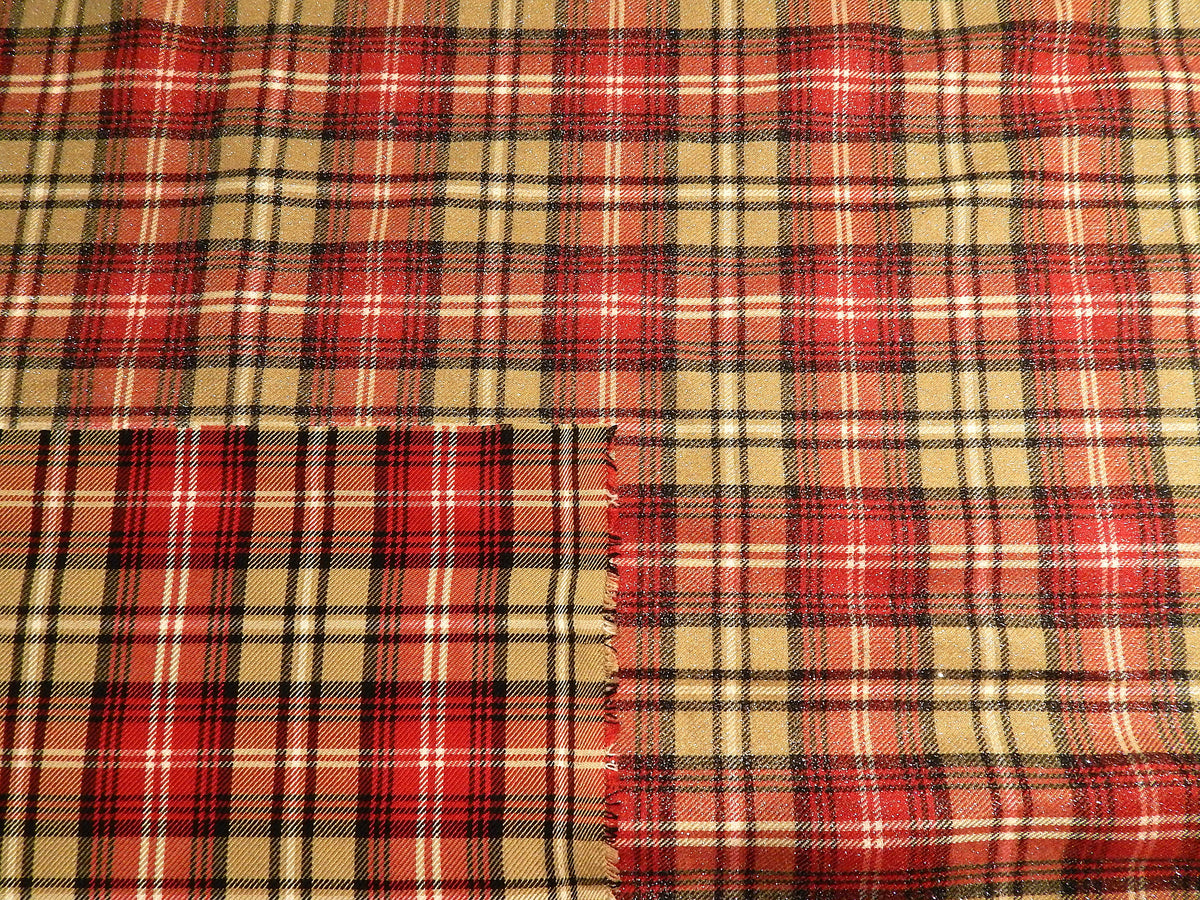 Glittered Red and Taupe Plaid