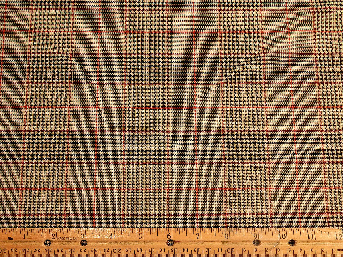 Red and Taupe Brushed Plaid