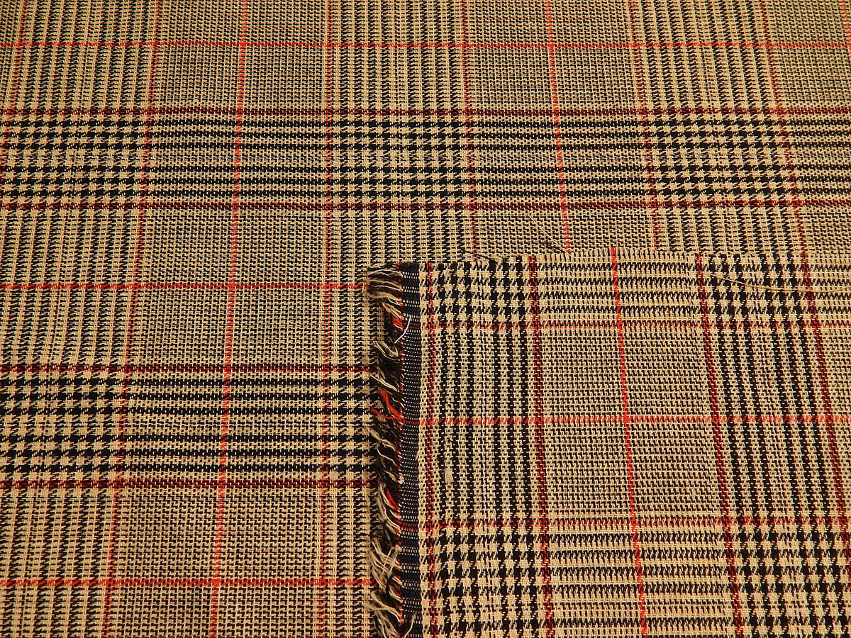 Red and Taupe Brushed Plaid